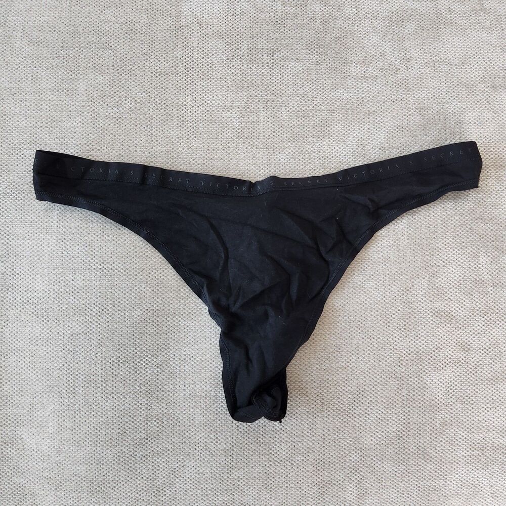 Victoria's Secret Black XL Stretch Cotton High-Leg Scoop‎ Thong Panty NWT